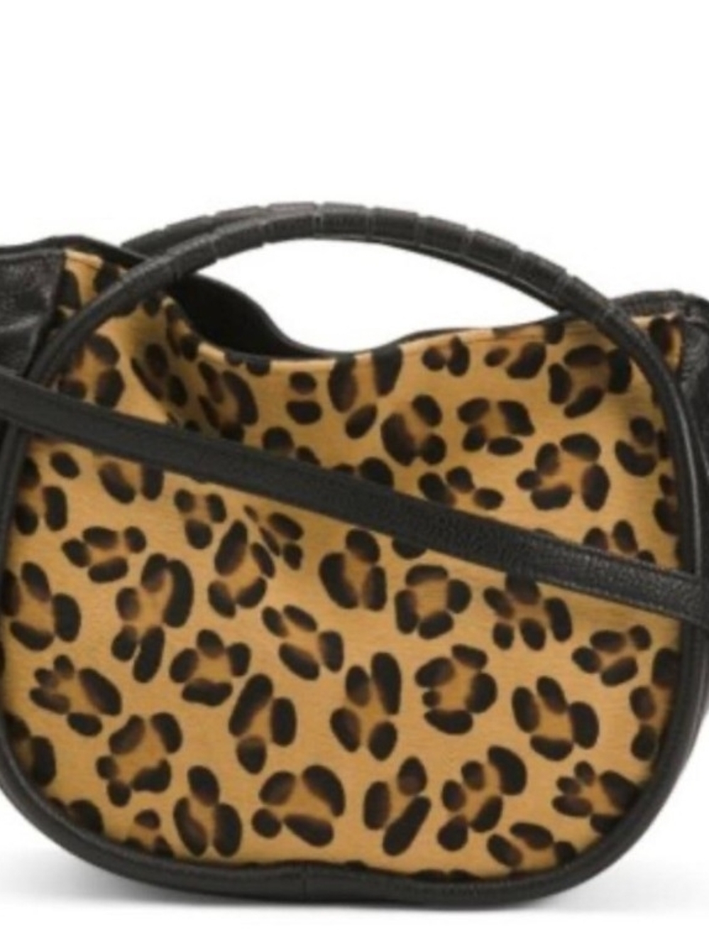 Leopard Print Black Trim Women's Shoulder Bag